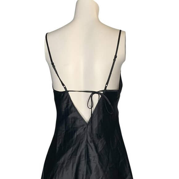 VTG Y2k Victoria's Secret Gothic Black Satin Slip Dress Nightgown Small - Picture 3 of 6